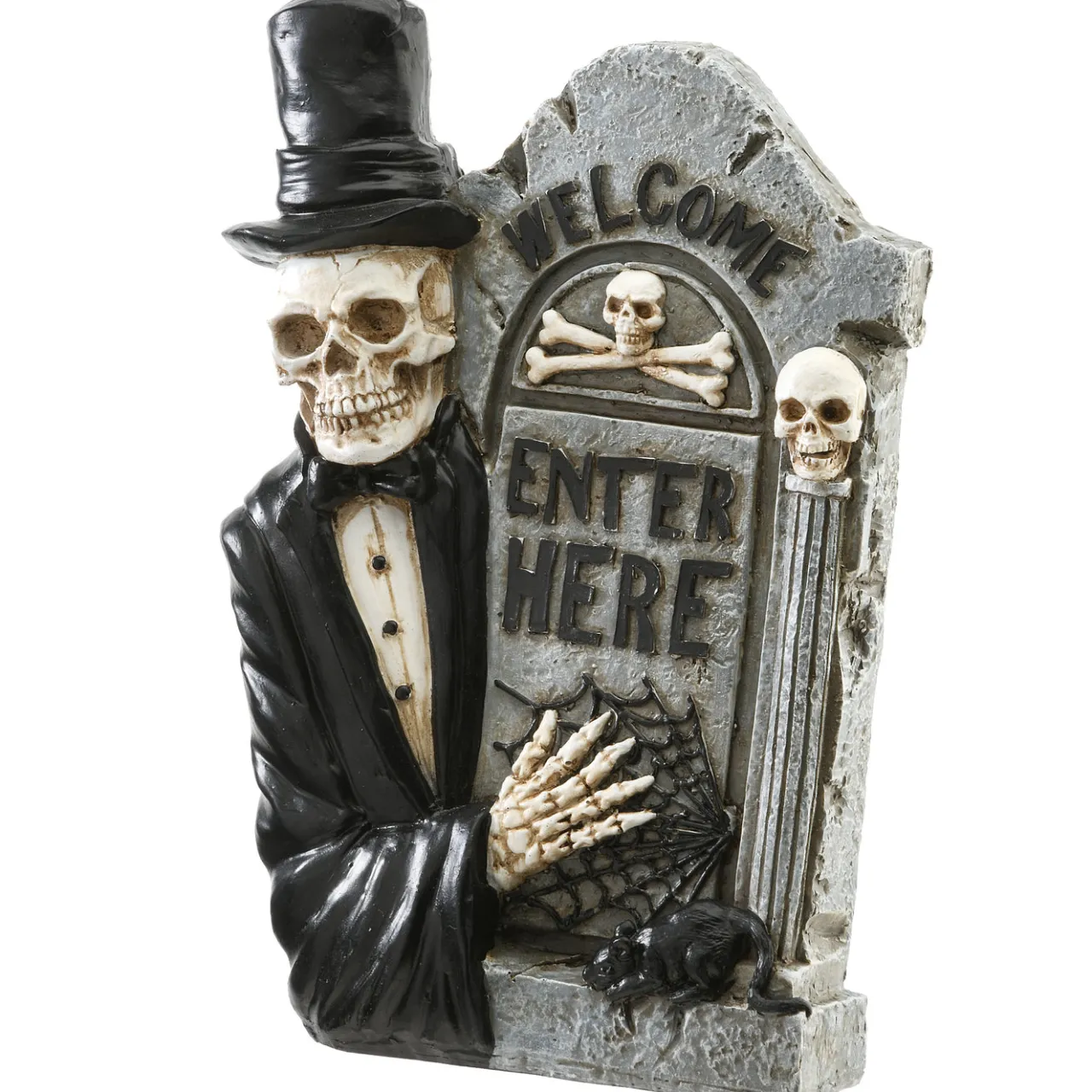 National Tree Company 12 in. Halloween Skeleton Holding a Tombstone Decoration