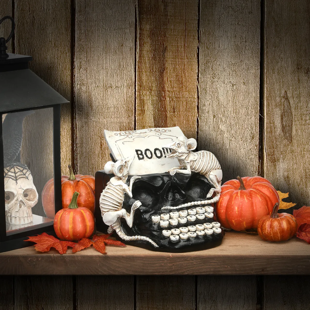 New National Tree Company 8 in. Halloween Skull Shaped Typewriter Decoration