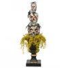 Hot National Tree Company 32 in. Halloween Skull Tower with Spiders Tabletop Decoration in a Black Urn