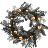 National Tree Company 24 in. Halloween Spooky Wreath with Black and Orange Ball Ornaments, Leaves