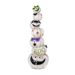 Online National Tree Company 47 in. Halloween Stacked White Jack-O-Lanterns Decoration