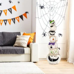 Online National Tree Company 47 in. Halloween Stacked White Jack-O-Lanterns Decoration