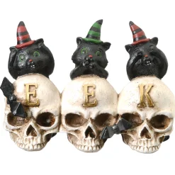 Sale National Tree Company 5 in. Halloween Three Black Cats and EEK Skull Sign Decoration
