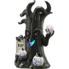 Best National Tree Company 15 in. Halloween Tree Holding Skull and RIP Tombstone with LED Lights