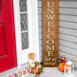 New National Tree Company 39 in. Halloween Unwelcome Just Go Away Wooden Hanging Porch Sign Decoration