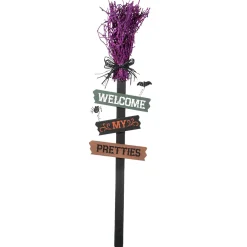 New National Tree Company 33 in. Halloween Welcome My Pretties Witchs Broom Garden Stake