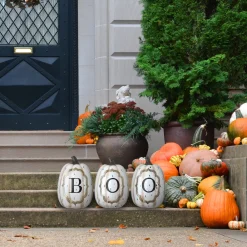Hot National Tree Company 13 in. Halloween White Pumpkin BOO Sign Decoration