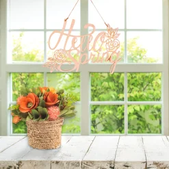 Best National Tree Company 8 in. Handcrafted Pastel Florals in Rope Basket