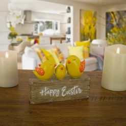 National Tree Company 6 in. Happy Easter Table Decoration Decorated with 3 Chicks