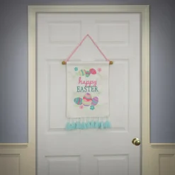 Online National Tree Company 19 in. Happy Easter with Eggs Hanging Banner Decoration