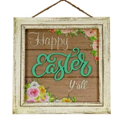 Clearance National Tree Company 10 in. Happy Easter Y'all Hanging Wall Sign Decoration
