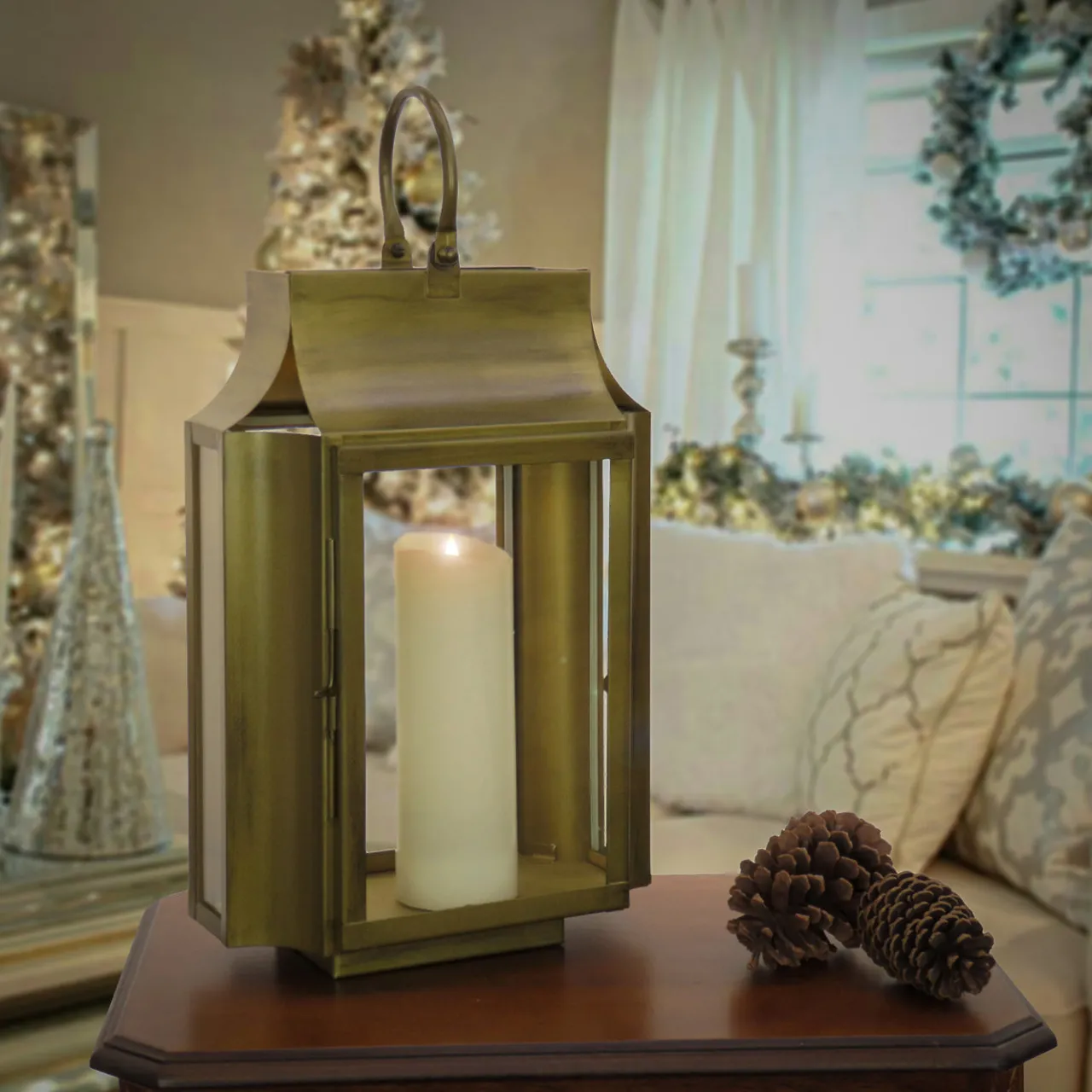 Clearance National Tree Company 22 in. HGTV Home Collection Antique Bronze Lantern, Medium