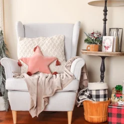 Hot National Tree Company 16 in. HGTV Home Collection Star Shape Pillow, Blush