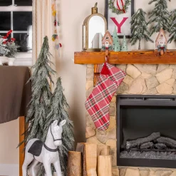 Best National Tree Company 20 in. HGTV Home Collection Bias Cut Red Plaid Stocking