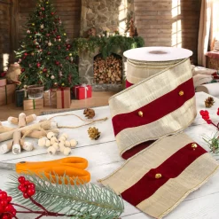 Hot National Tree Company 3 in. HGTV Home Collection Double-Fused Sleigh Bell Ribbon