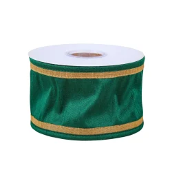 Hot National Tree Company 3 in. HGTV Home Collection Dupioni Double-Sided Ribbon, Green & Gold