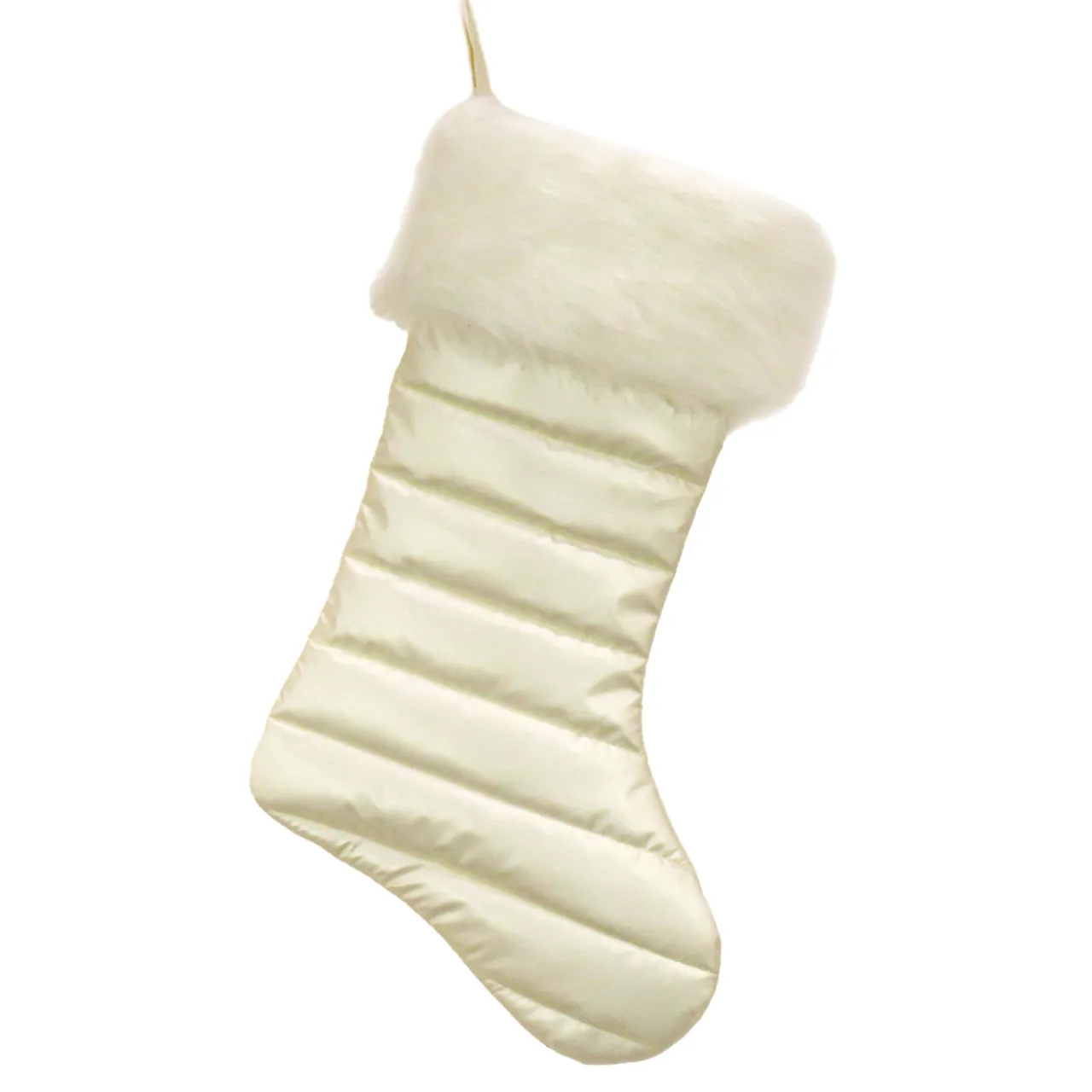 Online National Tree Company 20 in. HGTV Home Collection Puffy Coat Stocking, White