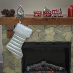 Online National Tree Company 20 in. HGTV Home Collection Puffy Coat Stocking, White