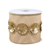 Clearance National Tree Company 4 in. HGTV Home Collection Sequin Beaded Taffeta Ribbon, Beige