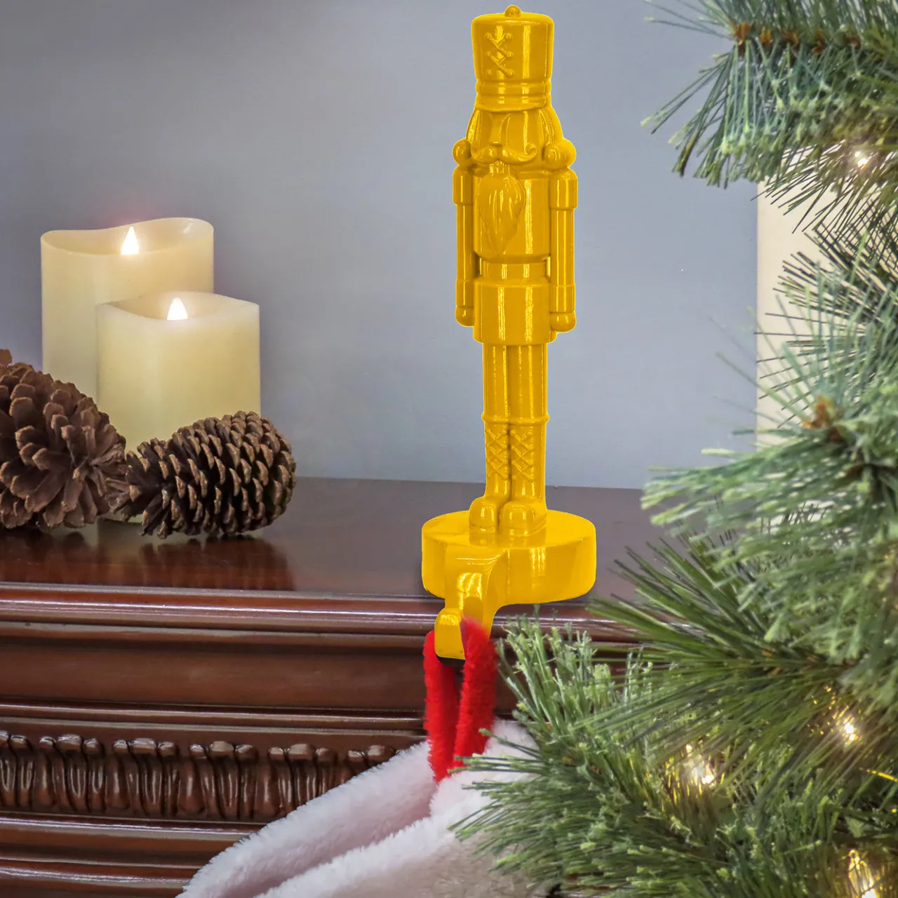 Sale National Tree Company 10 in. HGTV Home Collection Nutcracker Stocking Holder, Yellow