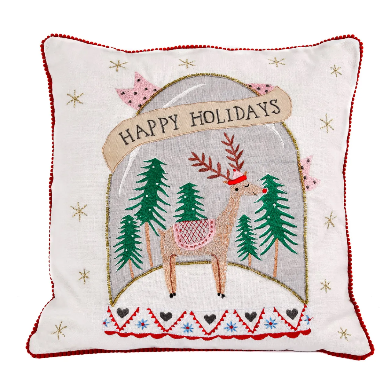 Discount National Tree Company 18 in. HGTV Home Collection Snow Globe Christmas Pillow