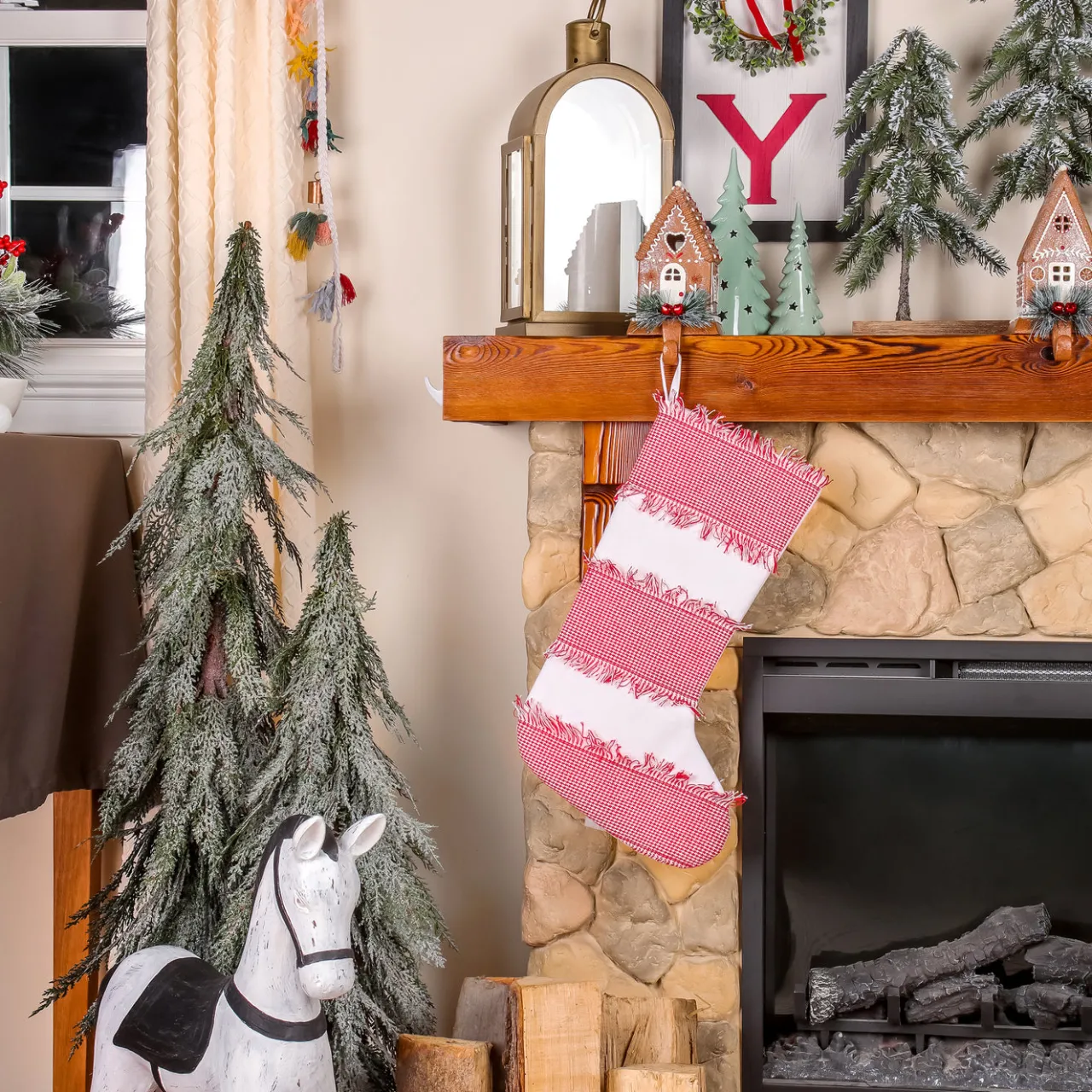 New National Tree Company 18 in. HGTV Home Collection Ric Rac Border Stocking