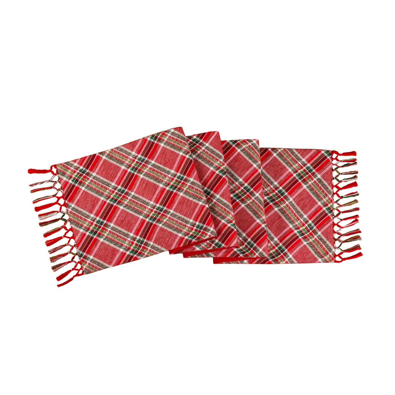 Clearance National Tree Company 72 in. HGTV Home Collection Bias Cut Red Plaid Table Runner
