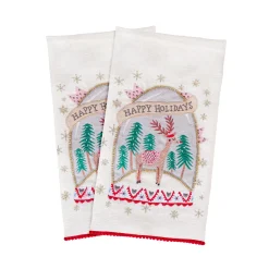 Best National Tree Company 18 in. HGTV Home Collection Christmas Snow Globe Guest Towel Pair
