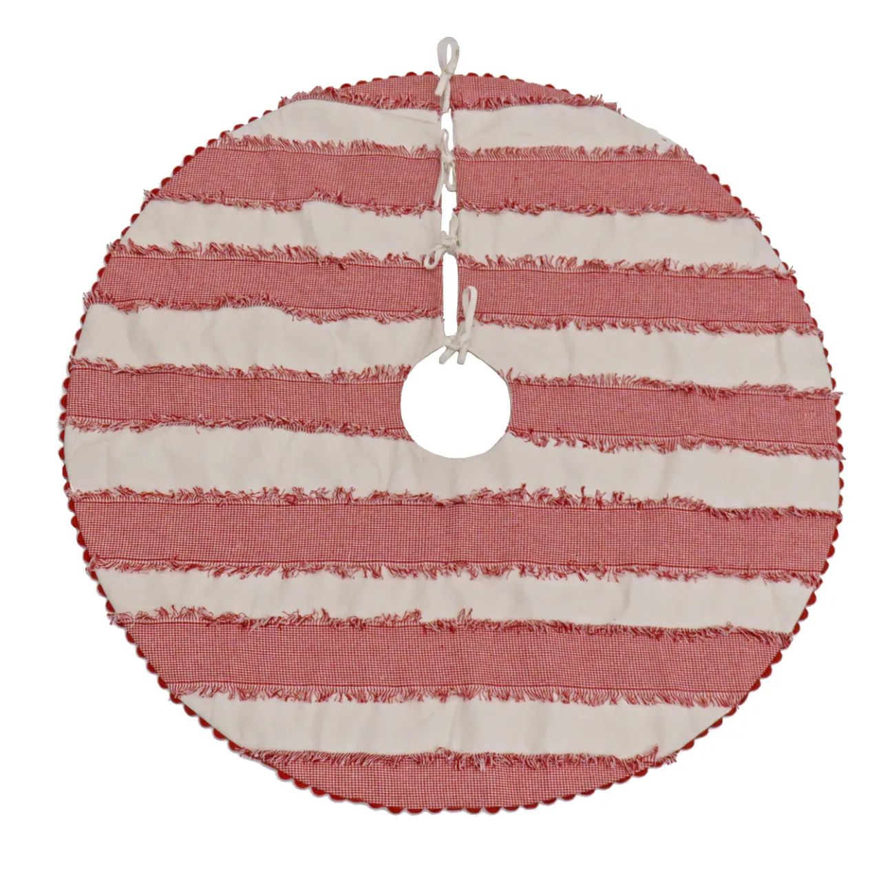 Hot National Tree Company 48 in. HGTV Home Collection Red White Ric Rac Border Tree Skirt