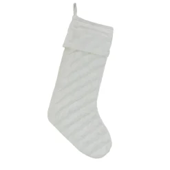 Clearance National Tree Company 19 in. HGTV Home Collection Quilted Velvet Stocking, Ivory