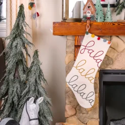Best National Tree Company 20 in. HGTV Home Collection White Fa La La Stocking