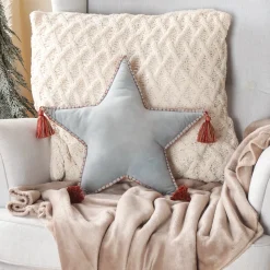 Clearance National Tree Company 16 in. HGTV Home Collection Star Shape Pillow, Light Blue