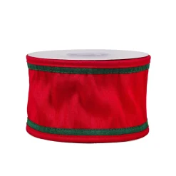 New National Tree Company 3 in. HGTV Home Collection Dupioni Double-Sided Ribbon, Red & Green