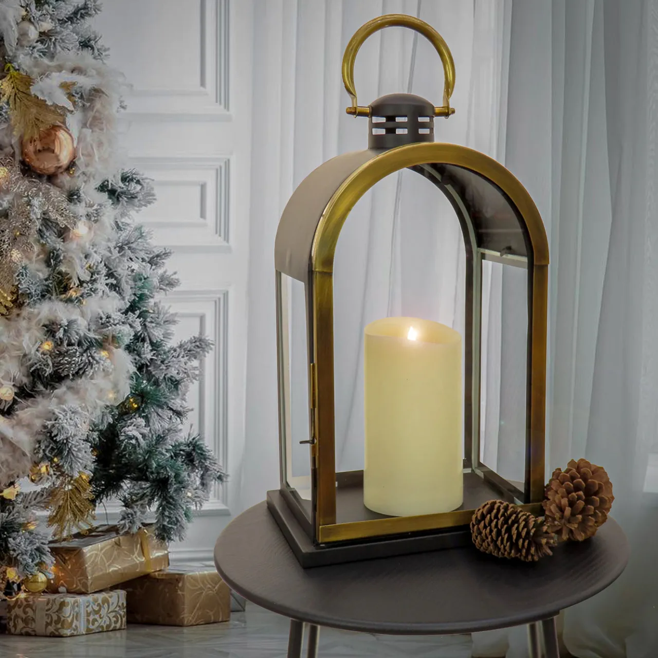 Discount National Tree Company 22 in. HGTV Home Collection Antique Bronze Dome Lantern, Large