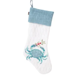 Clearance National Tree Company 20 in. HGTV Home Collection Embroidered Blue Crab Stocking