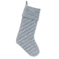 National Tree Company 19 in. HGTV Home Collection Quilted Velvet Stocking, Silver