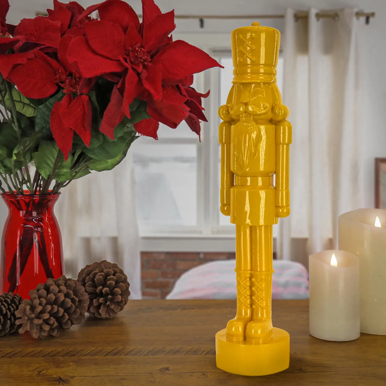 Hot National Tree Company 18 in. HGTV Home Collection Nutcracker Christmas Decor, Yellow