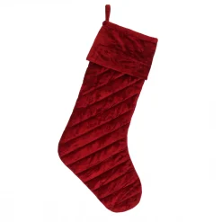 Online National Tree Company 19 in. HGTV Home Collection Quilted Velvet Stocking, Red