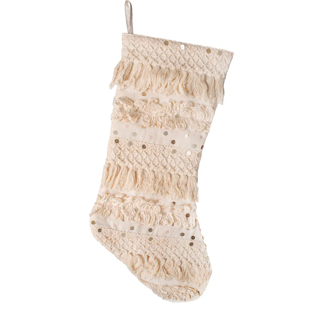 Clearance National Tree Company 20 in. HGTV Home Collection Fringe and Sequin Stocking