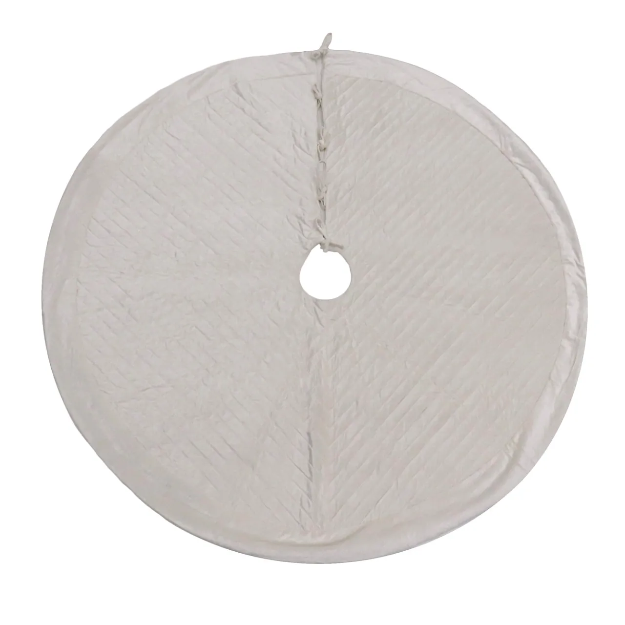 Sale National Tree Company 60 in. HGTV Home Collection Quilted Velvet Tree Skirt, Ivory