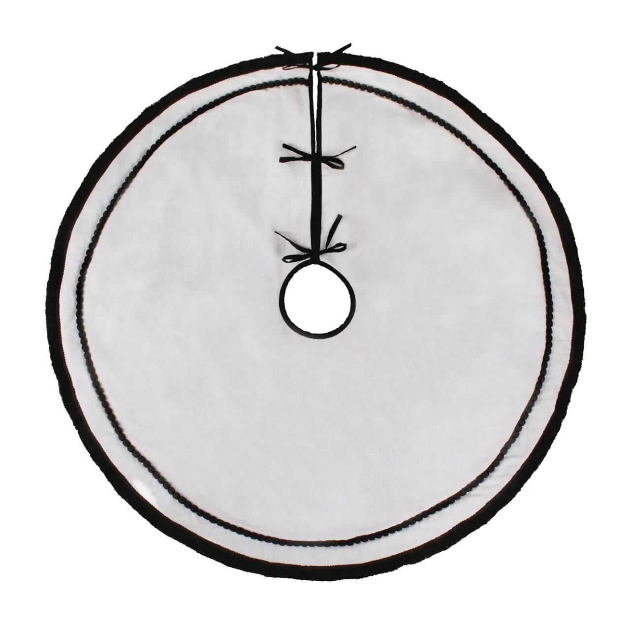 Discount National Tree Company 52 in. HGTV Home Collection White Tree Skirt with Black Trim