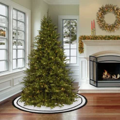 Discount National Tree Company 52 in. HGTV Home Collection White Tree Skirt with Black Trim