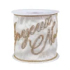 Clearance National Tree Company 4 in. HGTV Home Collection Dupioni Embroidered Joyuex Noel Ribbon