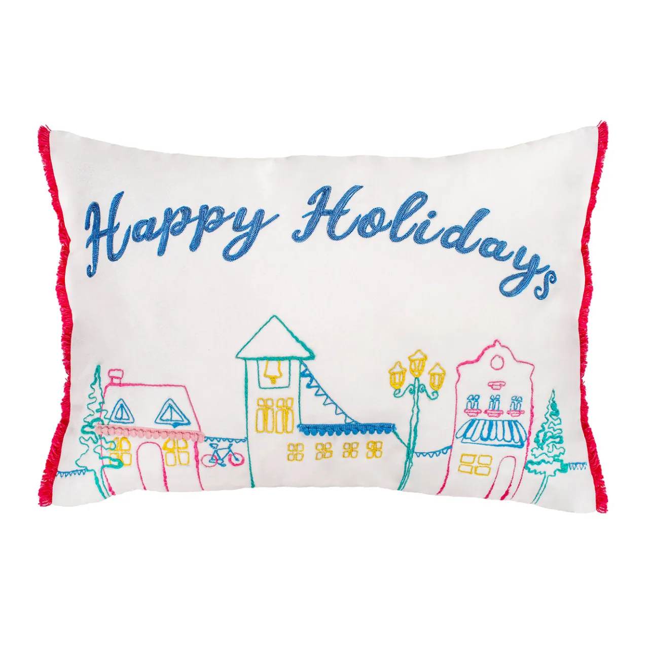 New National Tree Company 20 in. HGTV Home Collection Embroidered Happy Holidays Pillow