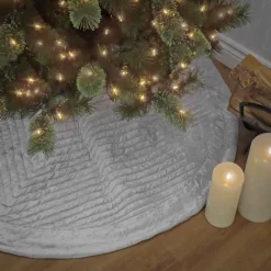 Online National Tree Company 60 in. HGTV Home Collection Quilted Velvet Tree Skirt, Silver