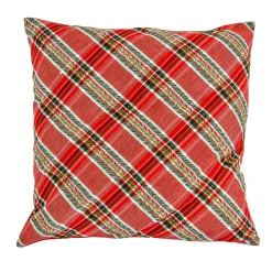 Discount National Tree Company 24 in. HGTV Home Collection Bias Cut Red Plaid Pillow