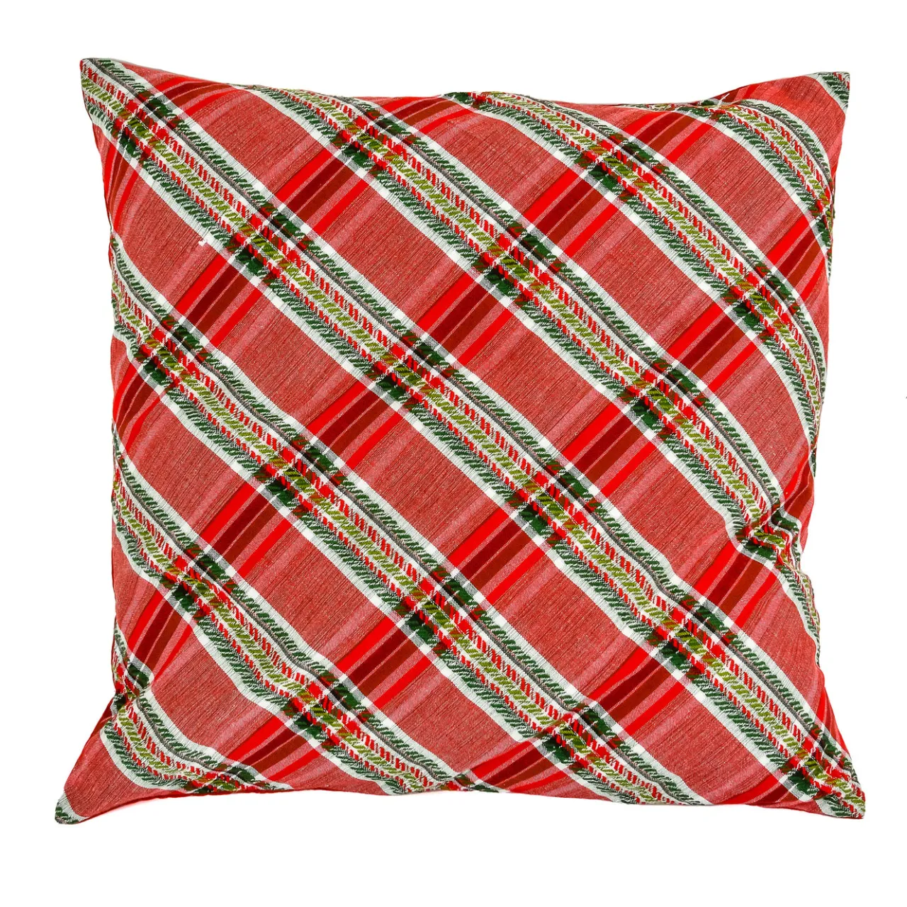 Discount National Tree Company 24 in. HGTV Home Collection Bias Cut Red Plaid Pillow