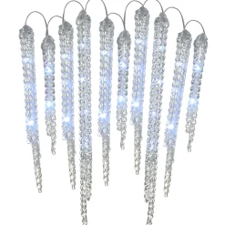 New National Tree Company 16 in. Ice Crystals Icicles with Micro LED Lights, Set of 10