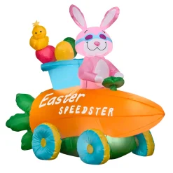 Online National Tree Company 54 in. Inflatable Easter Bunny in a Carrot Roadster Decoration