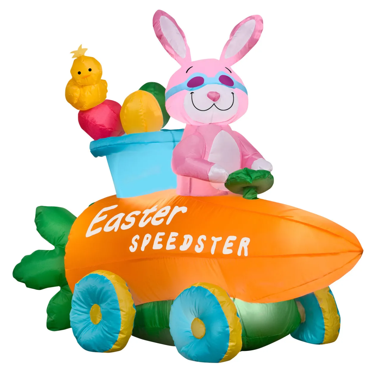 Online National Tree Company 54 in. Inflatable Easter Bunny in a Carrot Roadster Decoration